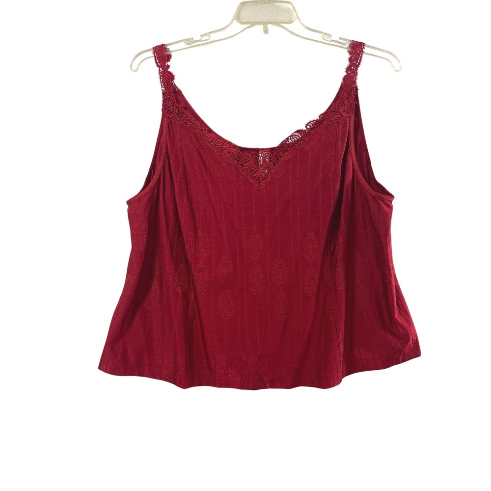 Cato Red Lace Trim Camisole Womens Plus Size 22 / 24W Coquette Romantic‎